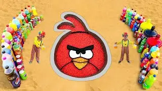 How to make Angry Birds from Orbeez, Giant Balloons, Coca Cola, Mountain Dew, Pepsi, and Mentos