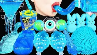 BEST ASMR COMPILATION. ASMR CLEAR BLUE FOODS HONEY JELLY, EDIBLE COMB,  EATING SOUNDS.