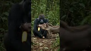 고릴라의 바나나를 훔치려던 돼지의 최후 #gorilla #pig #animals #wildlife