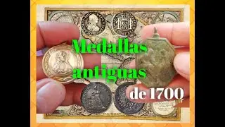 Medalla antigua de oro y monedas de los años 700 s y 800 s