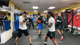 Intense technique session beginners boxing class