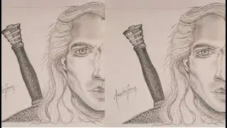 Drawing The Witcher:Geralt of Rivia (Henry Cavill)! EASY TUTORIAL FOR BEGINNERS WITH ONLY ONE PENCIL