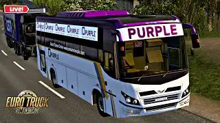 PURPLE TRAVELS ETS2 LIVE Steering Wheel Gameplay Indian Bus Mod Full AC Driving