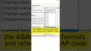 ABAP Cleaner - ABAP Code Formatting, Refactoring, Logic Adaptation  #abap #eclipse #cleaner