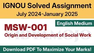 IGNOU MSW 001 Solved Assignment 2024-25 English Medium PDF Download | IGNOU MSW(C) 1st Year