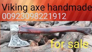 Custom Gift Forged Carbon Steel Viking Axe Hatchet Rose Wood Shaft, Bearded Camping