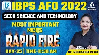 IBPS AFO 2022 | Seed Science and Technology | Day 25 | MCQs | Dr. Meenakshi Rathi