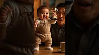 Every small win is a giant leap with Dad! 🏆✨Hashtags: #BabyChampion #DadLife #Milestones