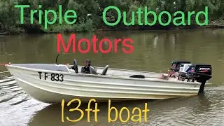 TRIPLE OUTBOARD TINY BOAT , tohatsu, 30hp, tinny, skiff, dingy, mercury race, Jon boat , 3 motors