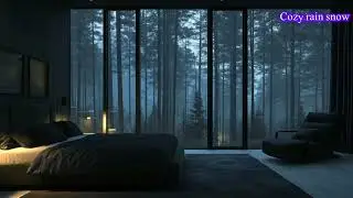 Ultra-calm luxury bedroom designed for deep sleep and relaxation soft natural rain sound only#