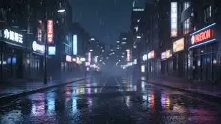🌆 Rainy Neon Street Ambience | 10 Hours Relaxing Rain & City Lights