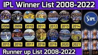 IPL Winners & Runners Up List From 2008 to 2022 | Indian Premier League All Seasons Champion Teams