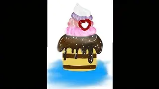 3d realistic cake drawing on sketchbook app 
