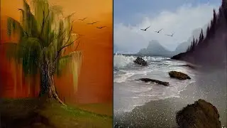 Willow Tree & The Oregon Coast w/ PaintWithJosh Brushes #PaintingTutorial #PaintWithJosh #BobRoss