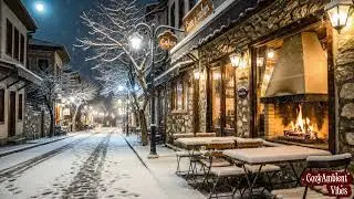 Snowy Cozy Caf&eacute; Ambience ❄️ Jazz & Piano | Fireplace, Relax, Study, Sleep