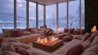 Soothing Piano Jazz with Cozy Winter Fireplace for Moody Atmosphere and Serene Focus Time