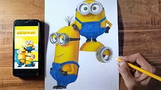 Despicable Me 4 Drawing | Minions (Bob, Kevin and Stuart) - Time-lapse