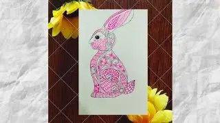 Pink Rabbit Doodle Art 🐰🐇 || Zentangle Art 🎨