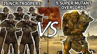 Can 25 NCR Troopers DEFEAT 5 Super Mutant Overlords? [WA] | Fallout New Vegas npc battles