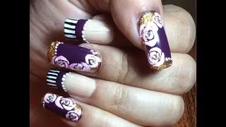 Vintage roses nail art tutorial