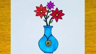 Vazoda Çiçek Çizimi / Kolay Vazoda Çiçek Resmi Nasıl Çizilir / Kolay Çizimler
