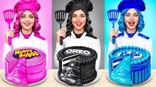 Desaf&iacute;o de Color Rosa VS Negro VS Azul | Desaf&iacute;o Cocinar con Comida de Un Solo Color por YUMMY JELLY