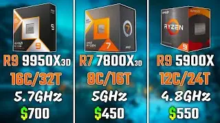 RYZEN 9 9950X3D vs RYZEN 7 7800X3D vs RYZEN 9 5900X | Test in 6 Games