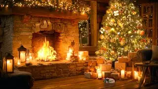 Cozy Christmas Cabin with a Crackling Fireplace 🔥 Snowy Winter Day Ambience for Deep Relaxation 🎄