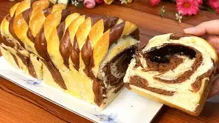 Chocolate Zebra Brioche Bread | বেকারীর মত নরম তুলতুলে চকলেট জেব্রা ব্রেড | Marble Sandwich Bread