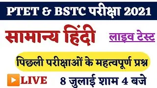 Hindi Important Questions |Ptet classes for 2021| Bstc 2021