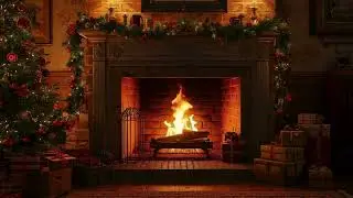 Cozy Fireplace with Christmas tree and gifts | Holiday mood | Rustic country cottage #fireplace