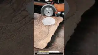 Wood carving Worktool shaping hardwood with angle grinder disc