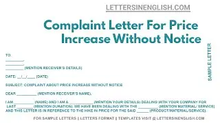Complaint Letter for Price Increase Without Notice - sample Letter for Price Increase Without Notice