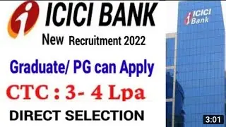 Latest jobs in ICICI Bank jobs/any degree/freshers and experienced/4 LPA/#job #bankjobs