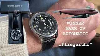 WINNER MARK XV Automatic - Fliegeruhr - Automatikuhrwerk 458 - Herrenarmbanduhr mit Lederarmband