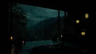 Forest Winter Rain Through a Dark Bedroom 🌧️ | Calm Deep Sleep Ambience (No Ads)