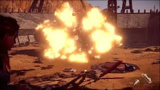Horizon Zero Dawn - Daemonic Fireclaw vs. corrupted Thunderjaw fight at the sun ring