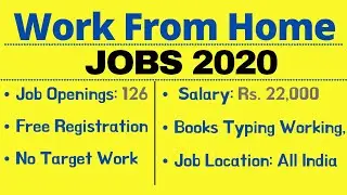 Work From Home Jobs 2020 - 126 Vacancies -  FREE REGISTRATION  | Last Date 25/10/2020