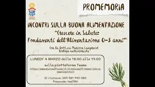Incontro sulla buona alimentazione - Crescere in salute: fondamenti dell'alimentazione 0-3 anni