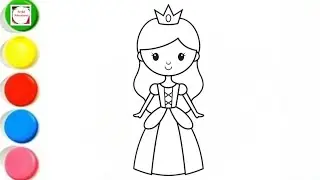 How To Draw cute Beautiful Princess Drawing, Painting & Coloring For Kids and Toddlers_ Child Art