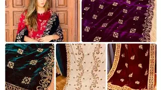 Velvet shawls/zari work on velvet /velvet shawls Pakistani