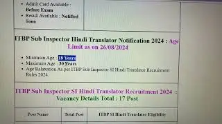 ITBP Sub Inspector Hindi translator 2024
