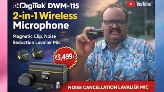 Digitek&reg; DWM 115 2 in 1 Wireless Microphone, Magnetic Clip, Noise Reduction Lavalier Mic