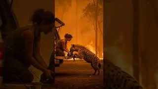 Woman rescue hyena and her baby from fire 🔥 heroic act saves lives #wildlife #rescue #hero