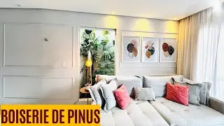 FIZ BOISERIE (moldura) DE MADEIRA PINUS/ ficou perfeito e muito barato