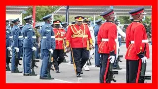 President Uhuru inspects guard of honour at Kenya Navy Base Manda Bay, Lamu