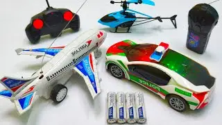 Unboxing 1:24 Model Remote Control Racing Rc Police Car and Radio Control Airplane, rc helicopter,