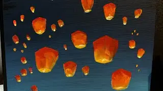 Easy painting ideas: blending acrylic backgrounds warm lantern festival #artist #painting #artideas 