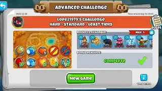 BTD6 ADVANCED CHALLENGE LOPEZ1979'S CHALLENGE HARD-STANDARD - LEAST TIERS DECEMBER 28, 2025