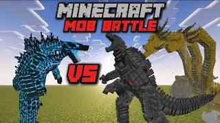 Supercharged Godzilla VS Mecha Godzilla and Ghidorah (Monster 122) | Minecraft Mob Battle